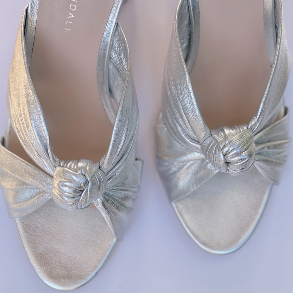Loeffler Randall Coco Metallic Silver Heels Size 10
